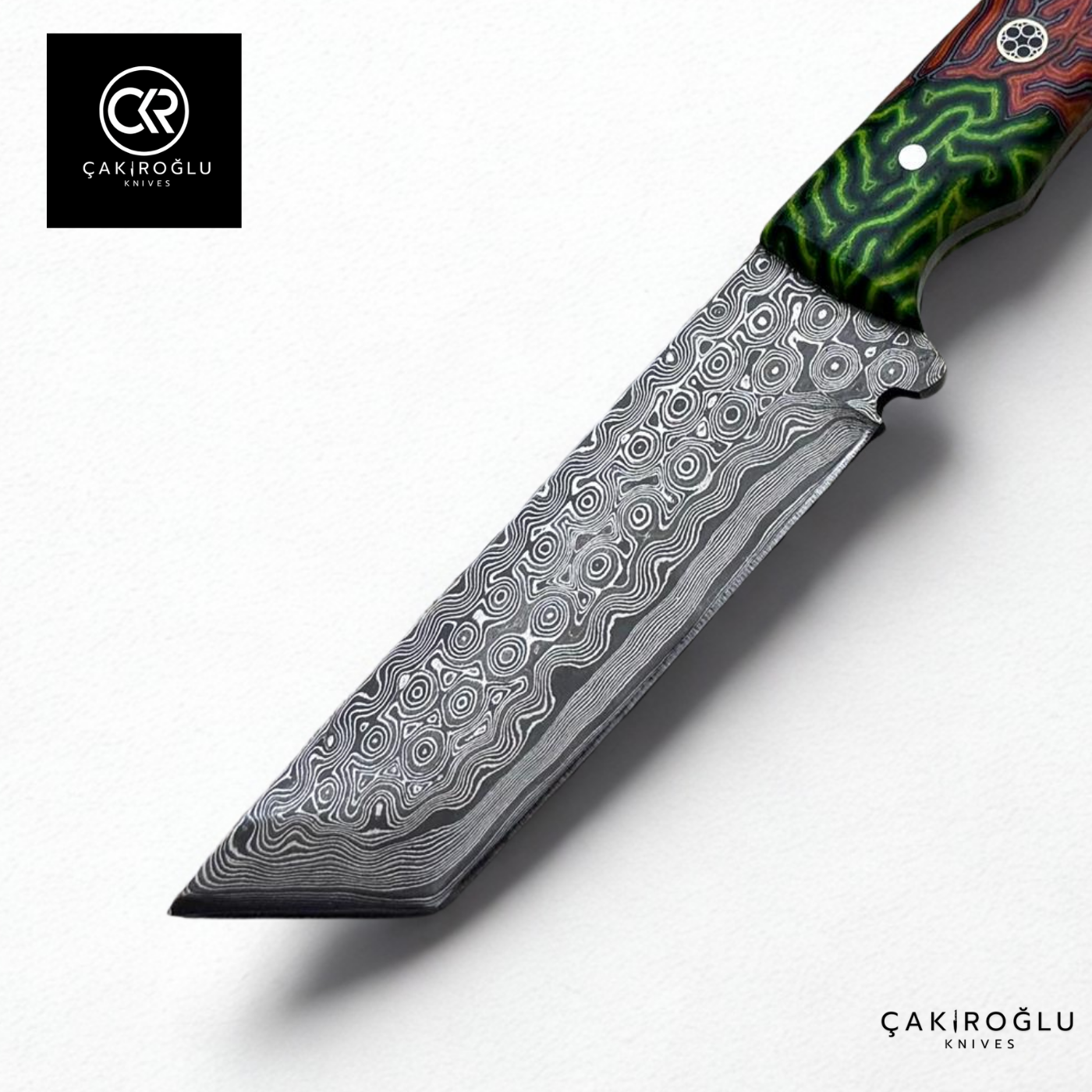 Handcrafted Custom-made Damascus Steel & G-carta Handle Tanto Model Hunting Knife