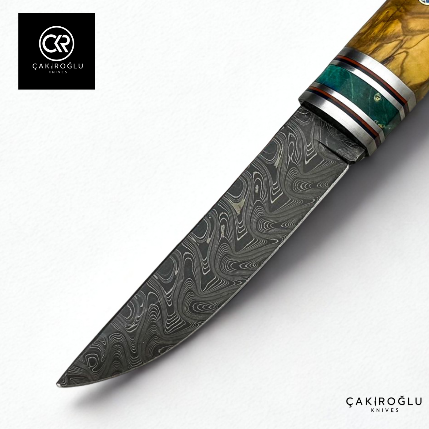 Handcrafted Damascus Steel Puukko - Epoxy Hybrid Handle