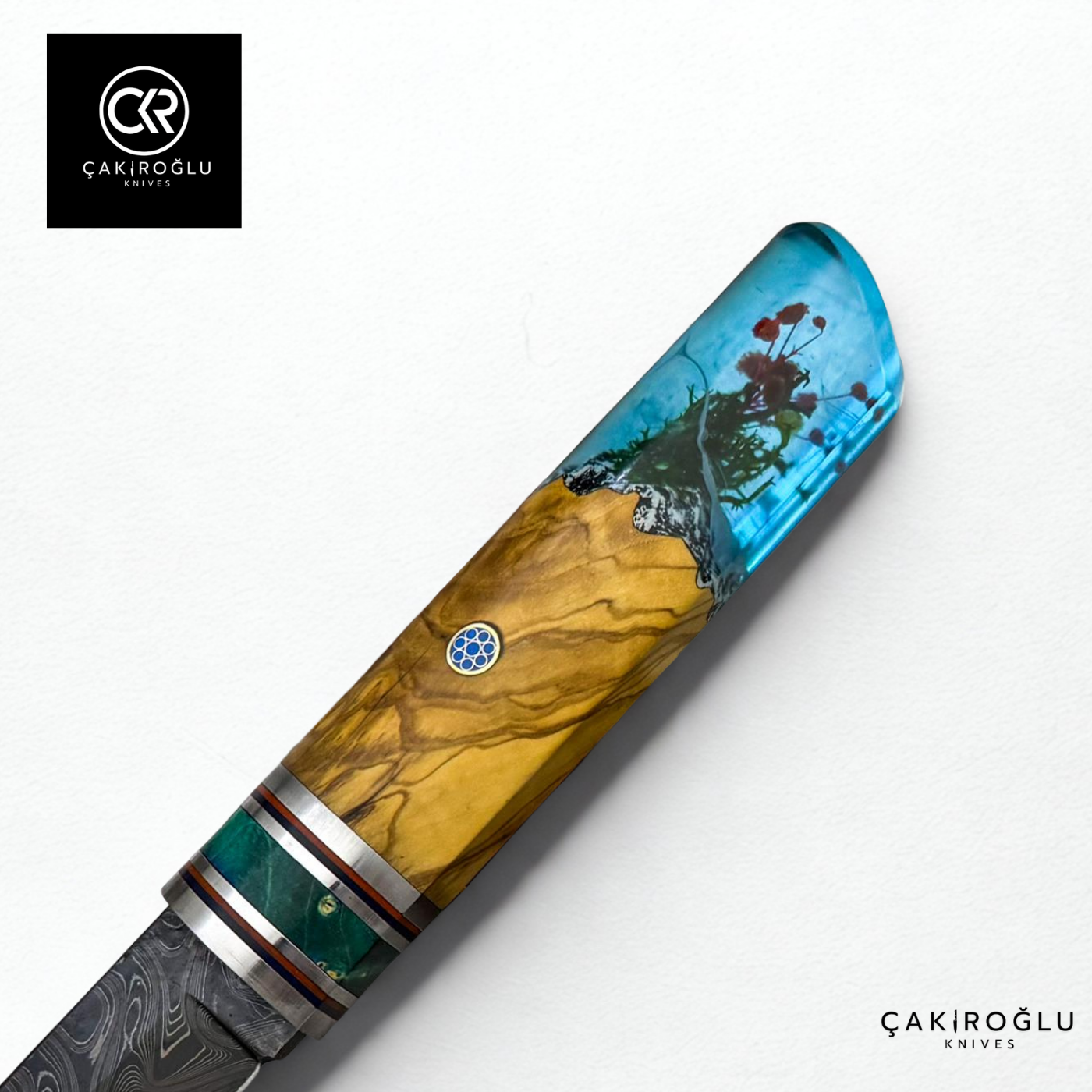 Handcrafted Damascus Steel Puukko - Epoxy Hybrid Handle