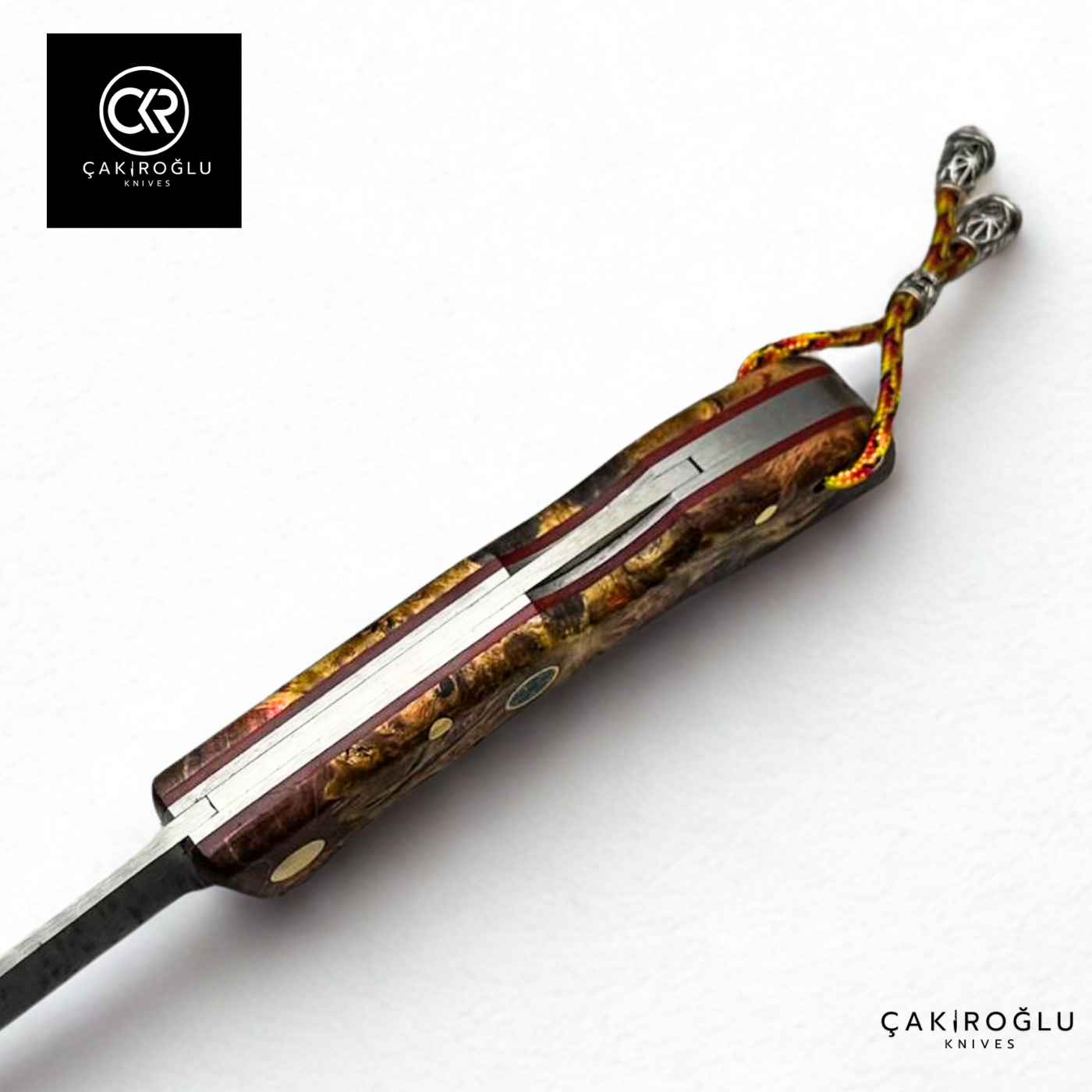 Showy Series Handcrafted Folding Knife - Damascus Steel & Stabilized Wood Handle