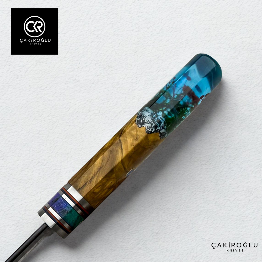 Handcrafted Damascus Steel Puukko - Epoxy Hybrid Handle