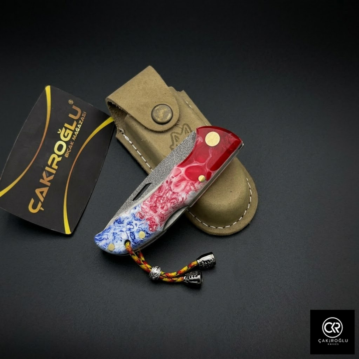 Showy Series Epoxy Version Handcrafted Custom Folding Knife - N690 Böhler Steel