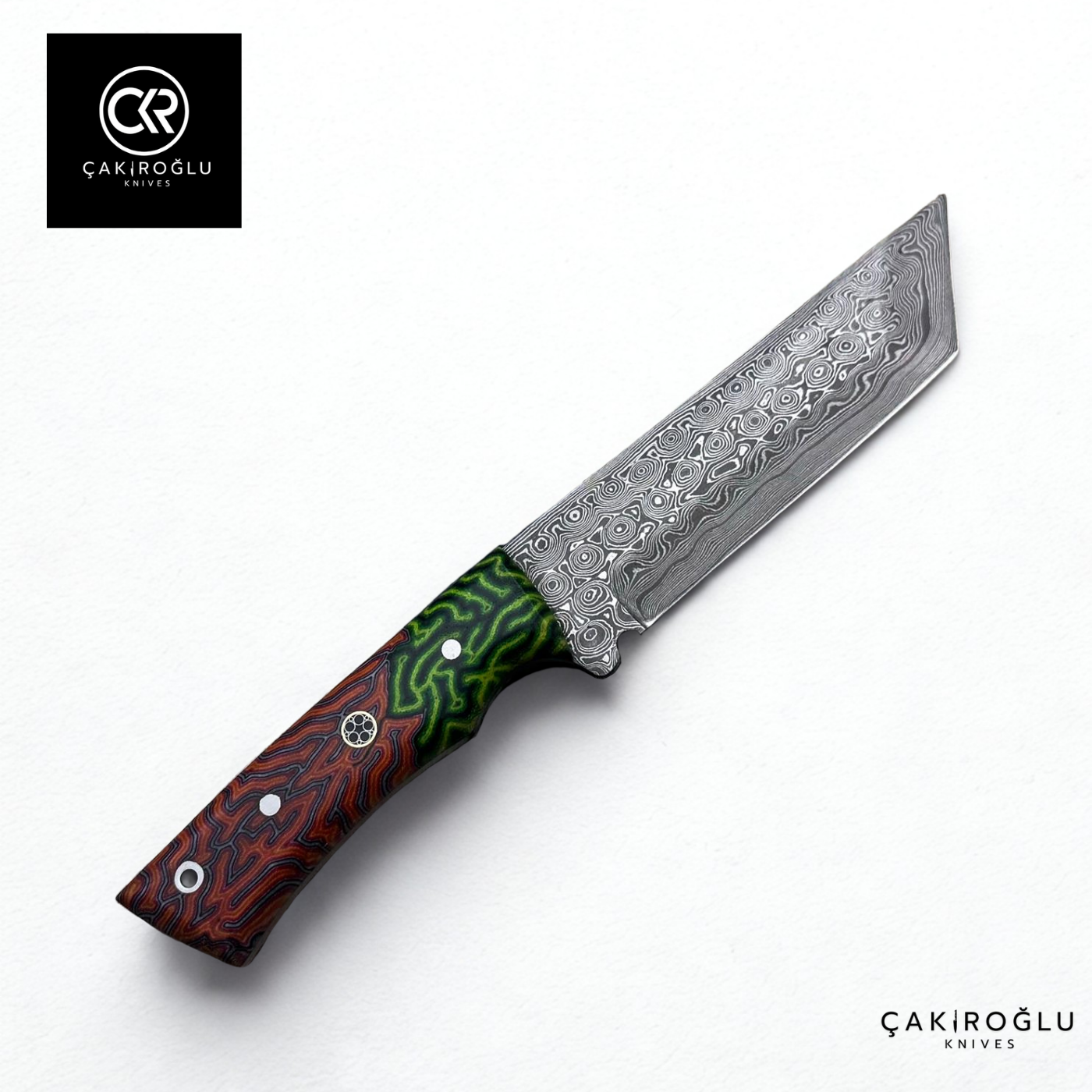 Handcrafted Custom-made Damascus Steel & G-carta Handle Tanto Model Hunting Knife
