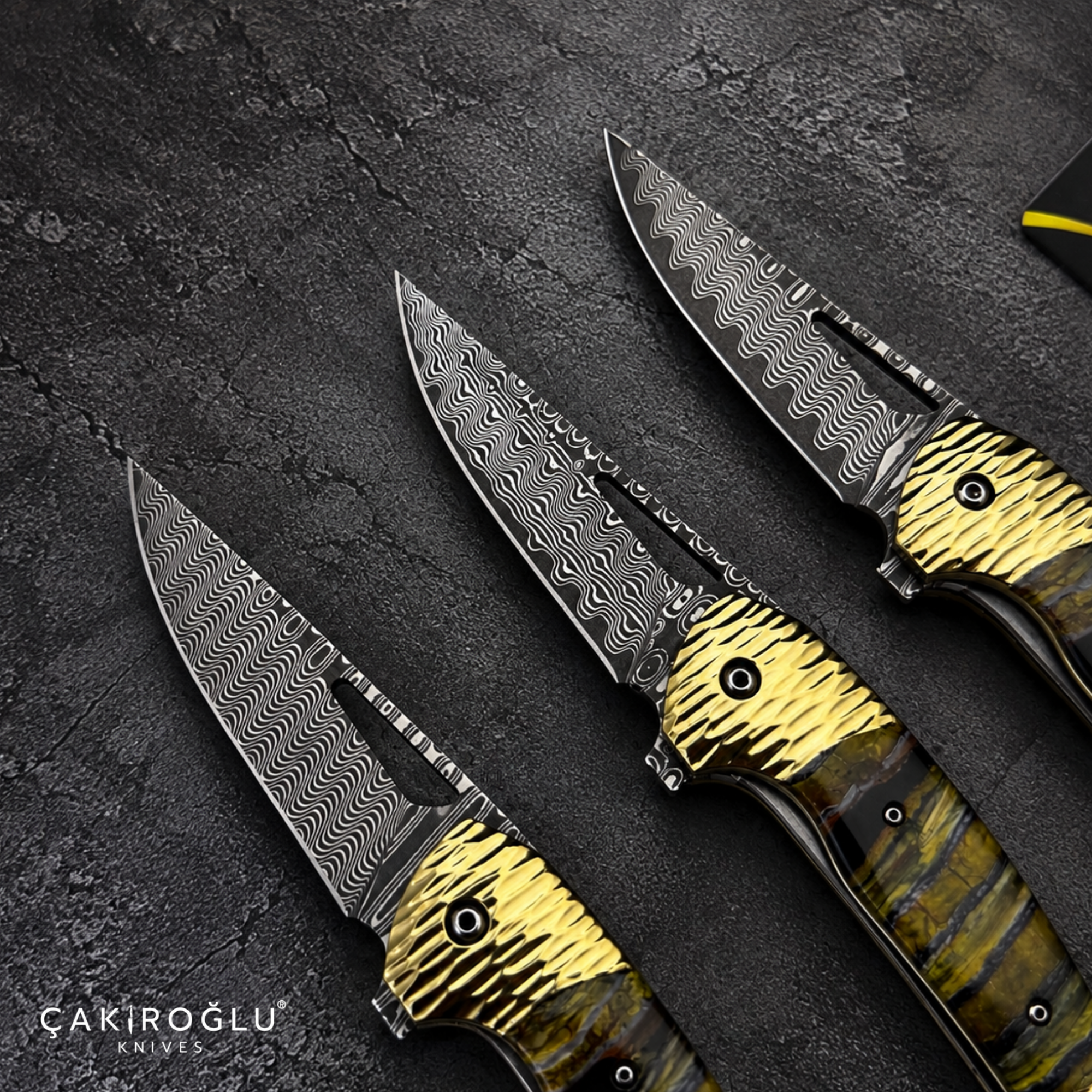 Limited Edition Stainless Damascus Steel Folding Knife with Mammoth Tusk Handle