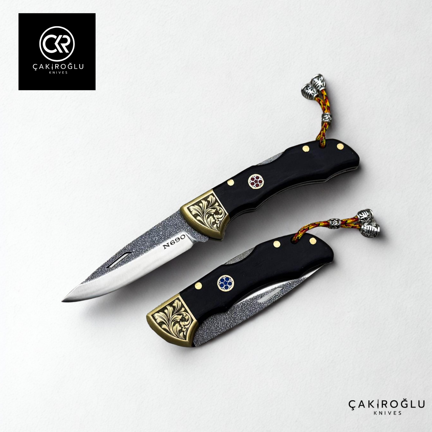 Showy Elite Small Size Handcrafted Custom Folding Knife - N690 Böhler Steel & Engraved Brass Apron