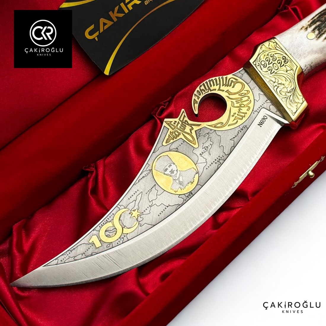 100th Anniversary Limited Edition Collectible Knife - Gold Engravings & Special Velvet Box