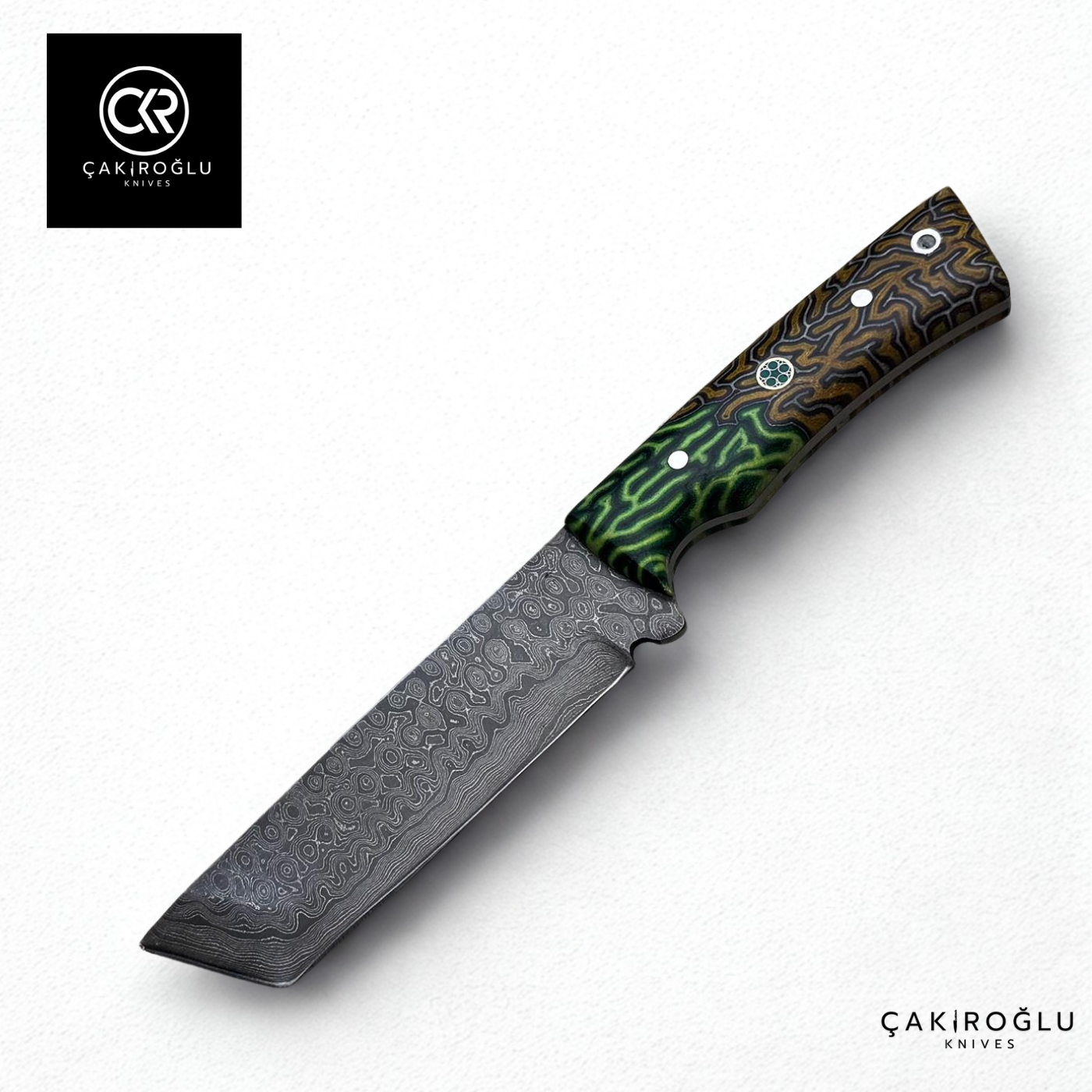 Handcrafted Custom-made Damascus Steel & G-carta Handle Tanto Model Hunting Knife