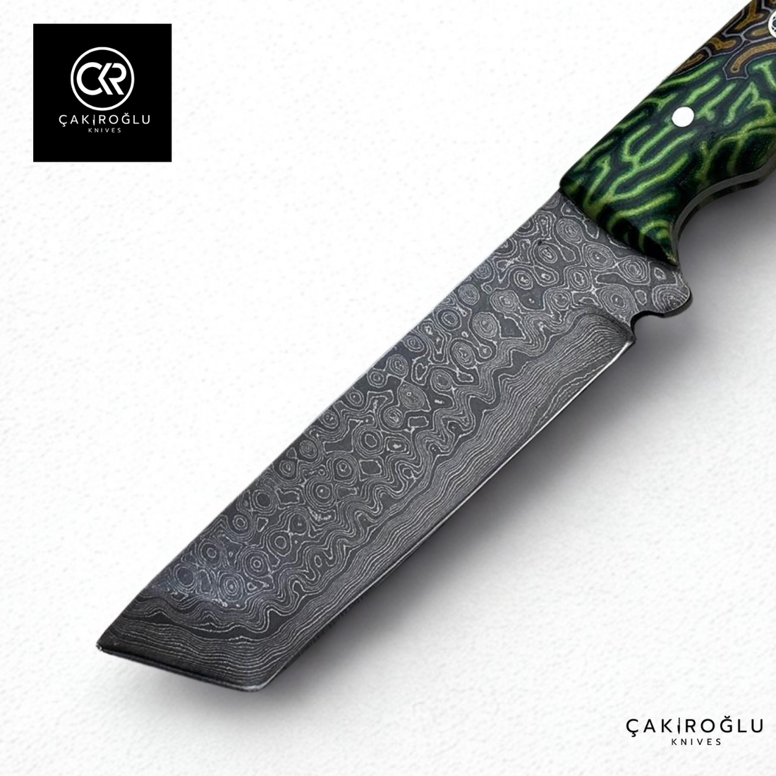 Handcrafted Custom-made Damascus Steel & G-carta Handle Tanto Model Hunting Knife