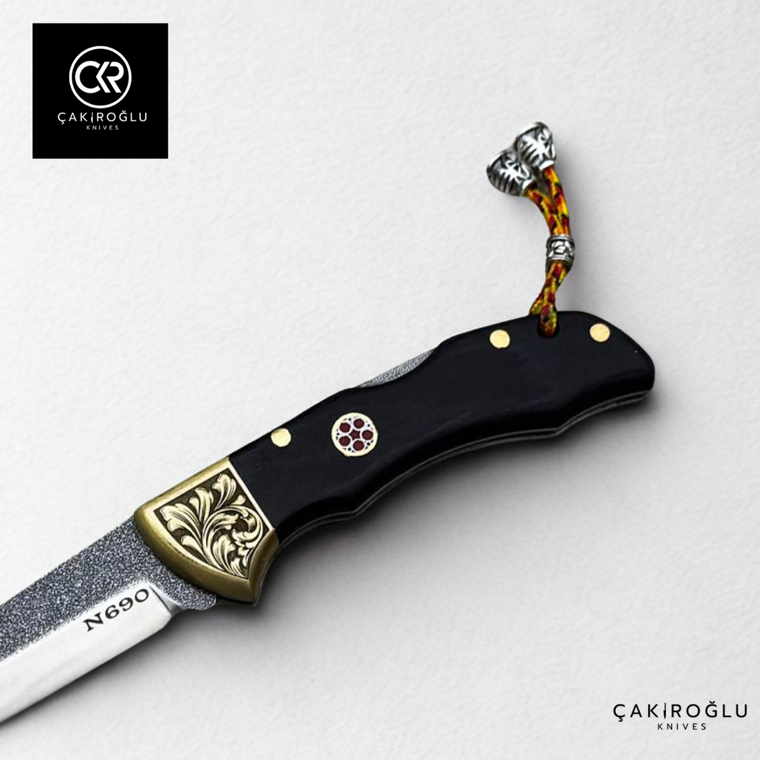 Showy Elite Small Size Handcrafted Custom Folding Knife - N690 Böhler Steel & Engraved Brass Apron