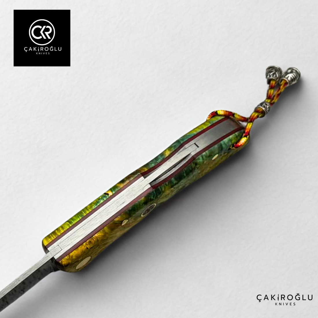 Showy Series Handcrafted Folding Knife - Damascus Steel & Stabilized Wood Handle