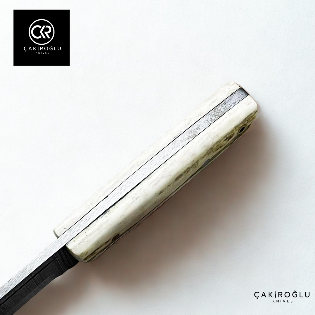 Handcrafted Custom-made Damascus Steel & Deer Antler Handle Hunting Knife