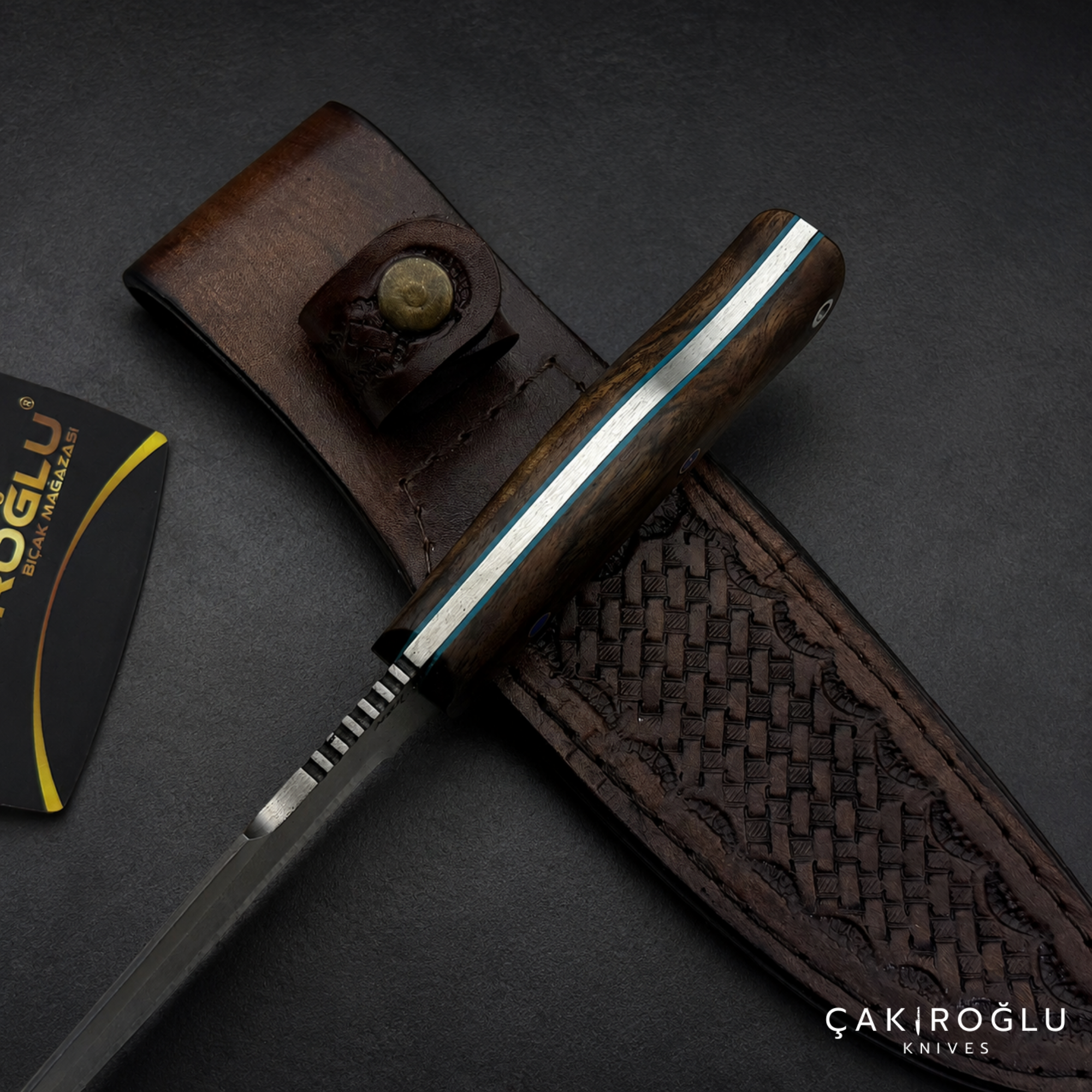Handmade N690 Steel Hunting Knife with Sheath - Walnut Handle
