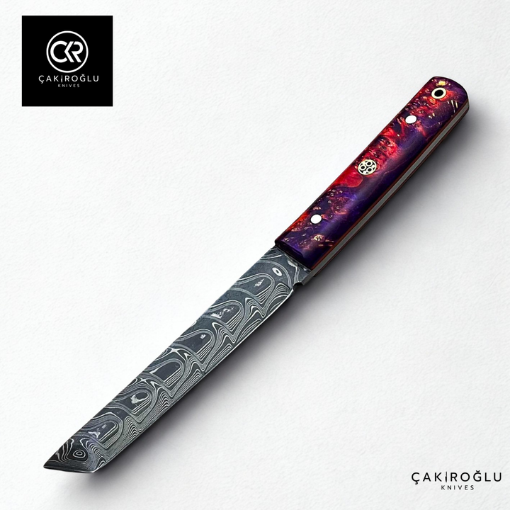 Tanto Kaminari - Handcrafted Custom-made Damascus Steel Tanto Model Hunting Knife