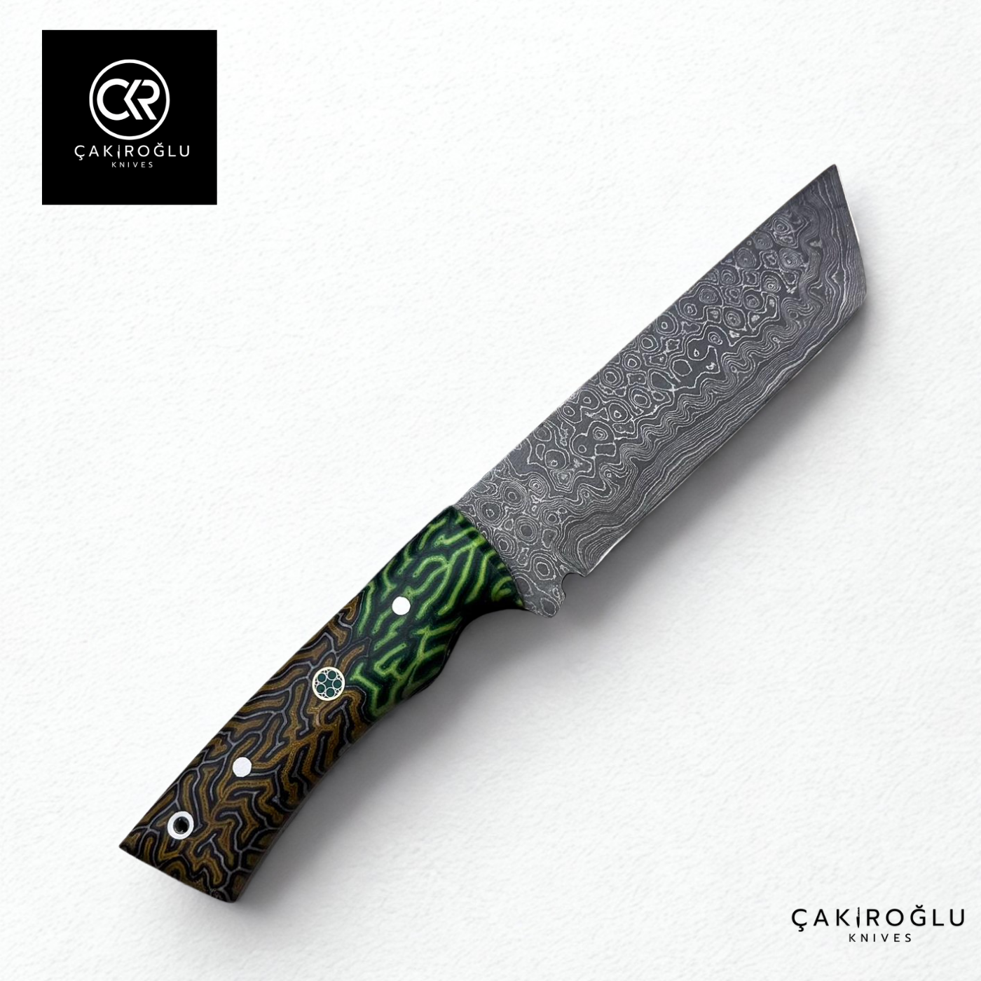 Handcrafted Custom-made Damascus Steel & G-carta Handle Tanto Model Hunting Knife