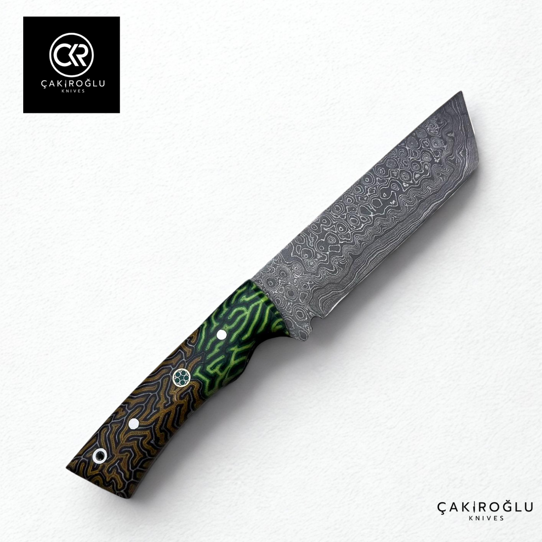 Handcrafted Custom-made Damascus Steel & G-carta Handle Tanto Model Hunting Knife