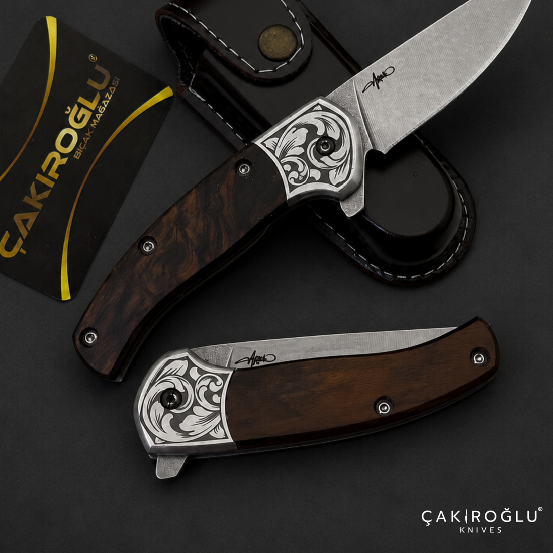 Handmade Custom Pocket Folding Knife with Sheath
