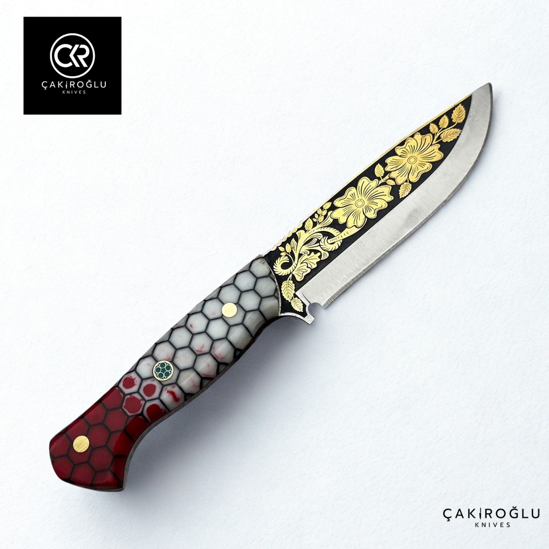 Aurum Hive V1 - Limited Collector’s Edition N690 Knife with Gold Engraving & Epoxy Hive Handle