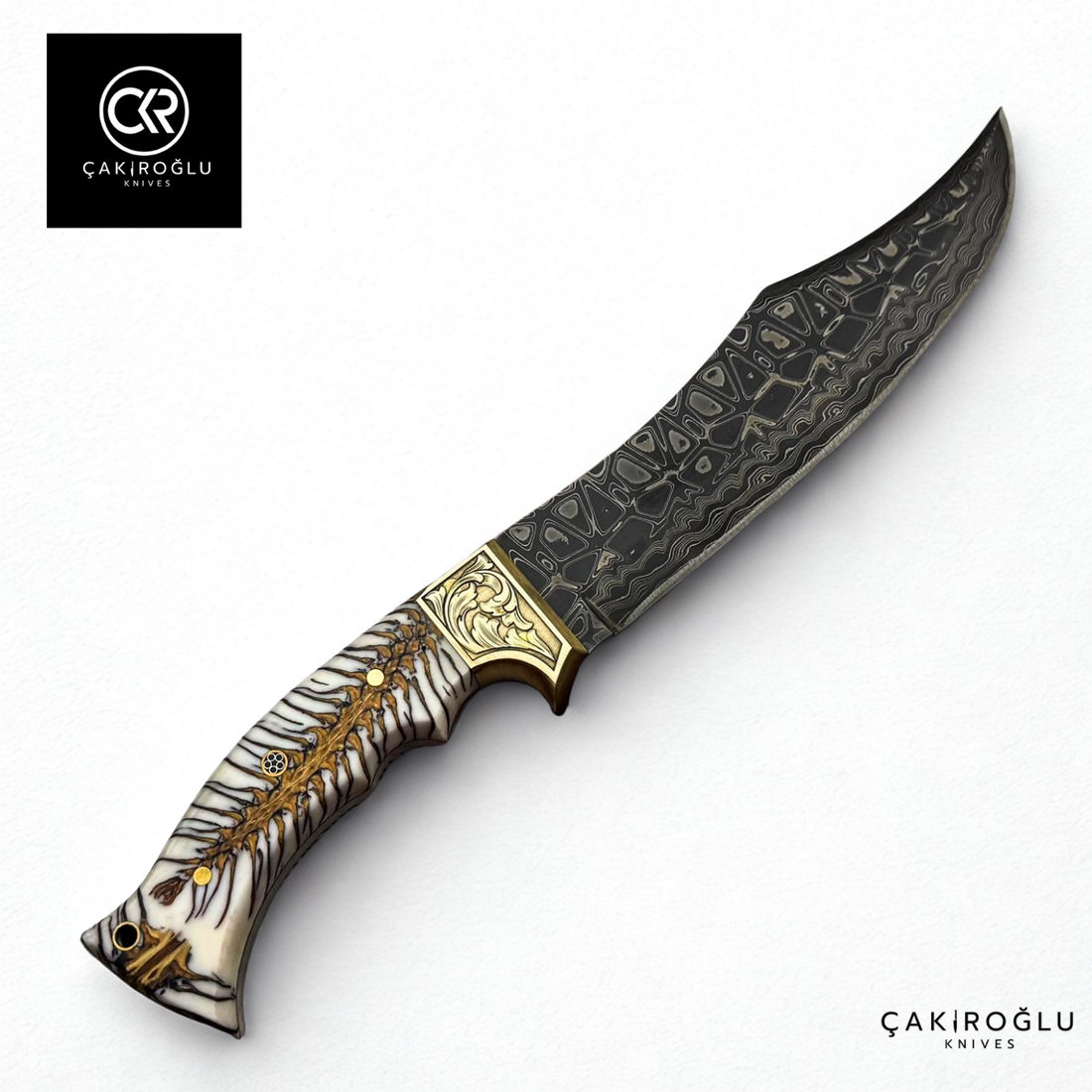 Şehzade Special Edition - Custom-Made Pine Cone Epoxy Handle Damascus Steel Hunting Knife
