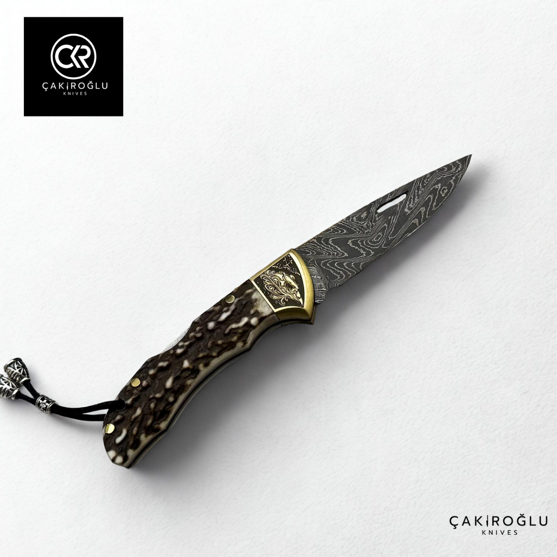 Showy Elite Small Size Handcrafted Custom-made Folding Knife - Damascus Steel & Engraved Apron