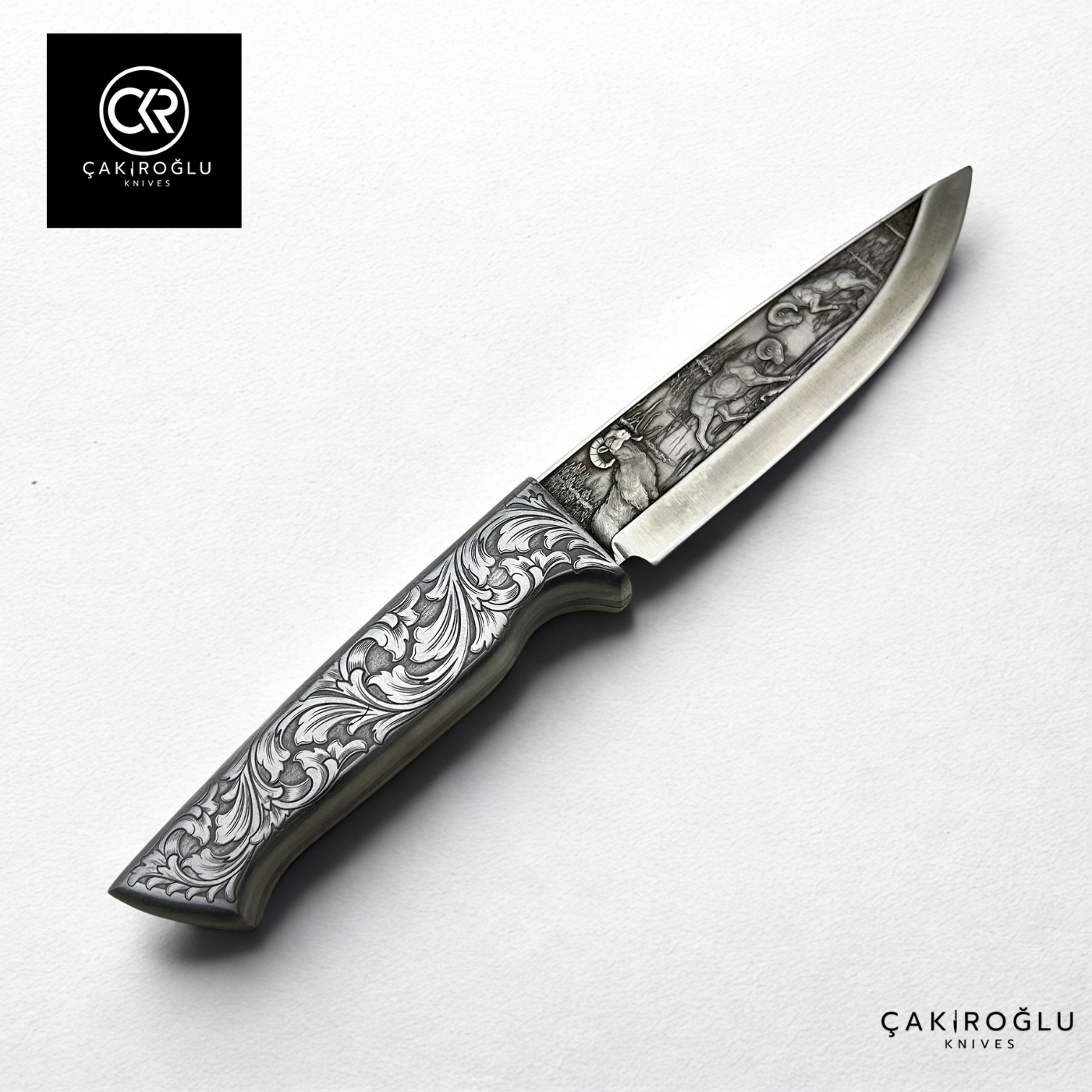 Custom-made Handcrafted 3d Engraved Collection Knife - Engraved Handle