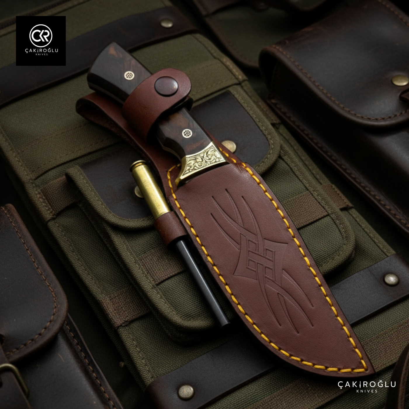 Handcrafted Custom-made Hunting Knife with Magnesium Bar