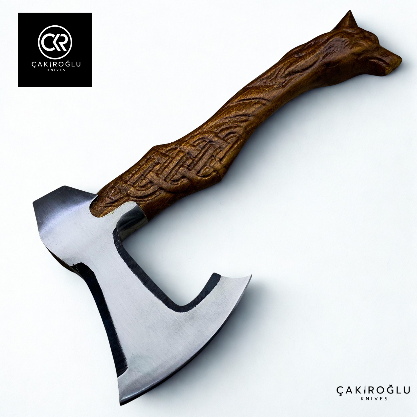 Specially Handworked Wolf Head Design Handmade Camping Axe