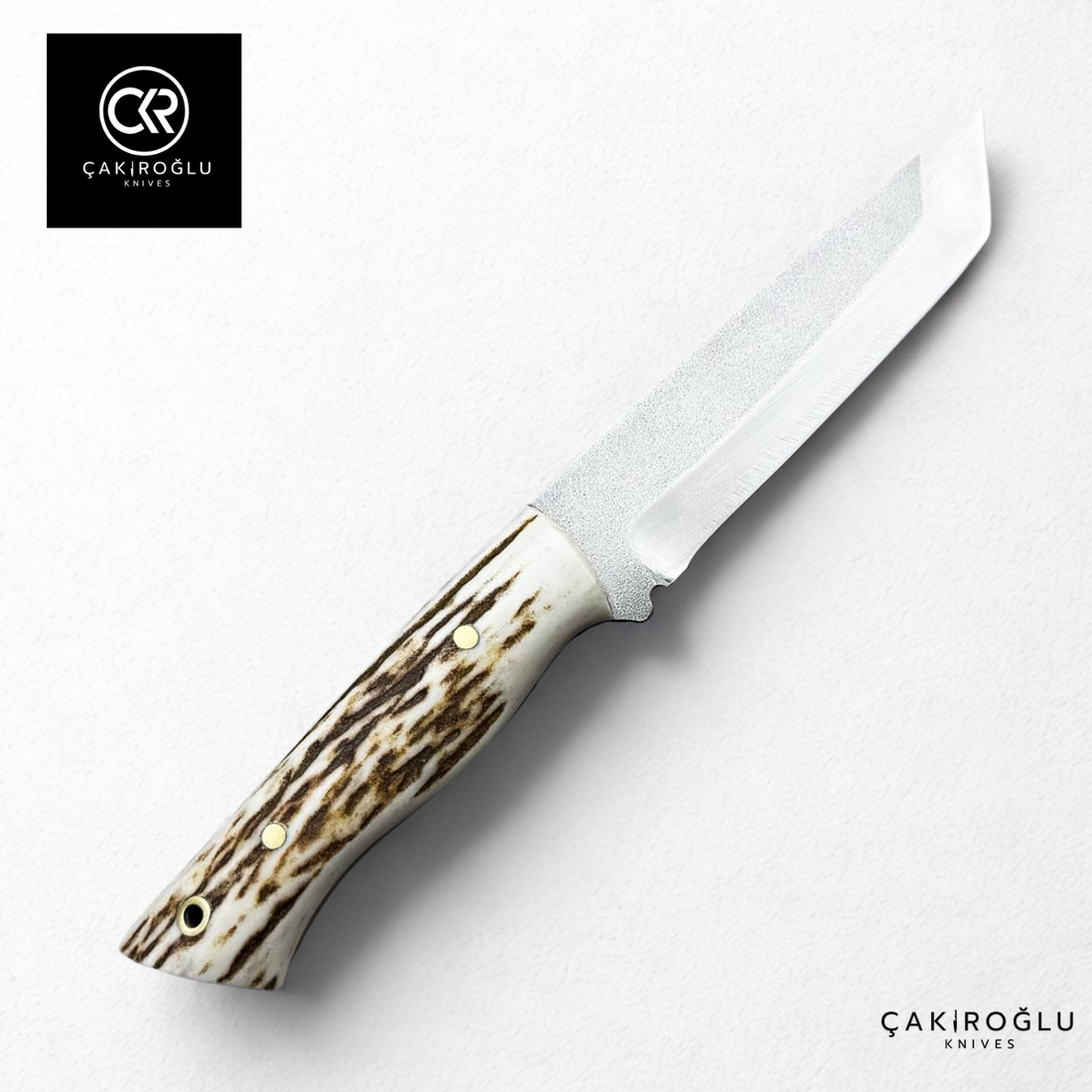 Handcrafted Custom Tanto Model Hunting Knife - N690 Böhler Steel & Deer Antler Handle