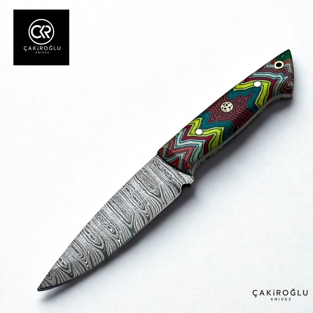 Handcrafted Custom-made Damascus Steel & G-carta Handle Hunting Knife