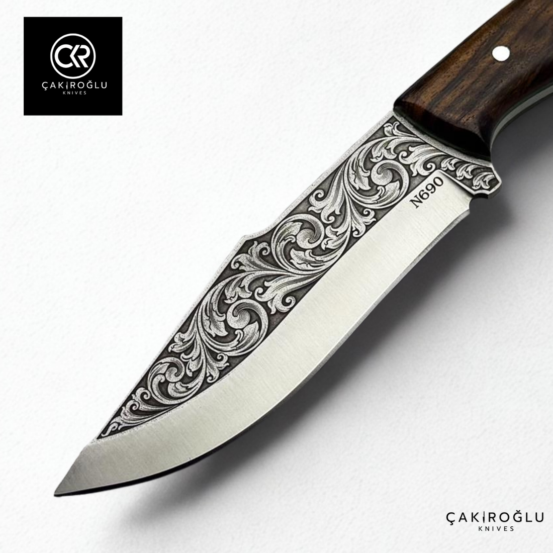 Handcrafted Custom-made Engraved Hunting Knife with Böhler N690 Steel