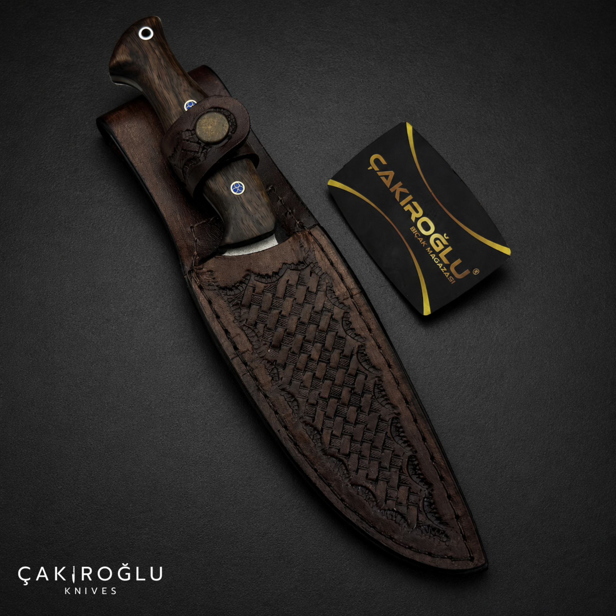 Handmade N690 Steel Hunting Knife with Sheath - Walnut Handle