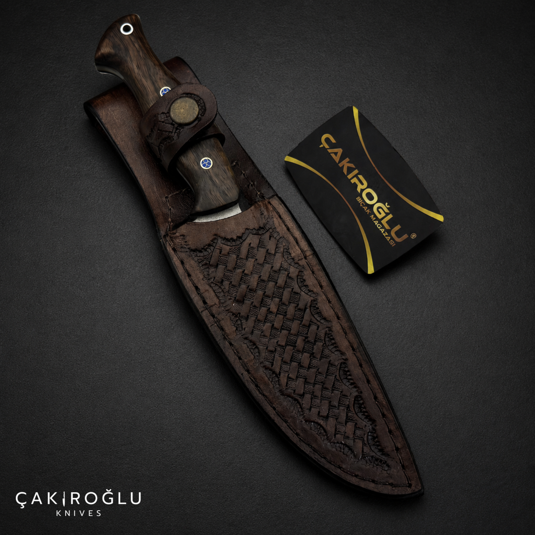 Handmade N690 Steel Hunting Knife with Sheath - Walnut Handle