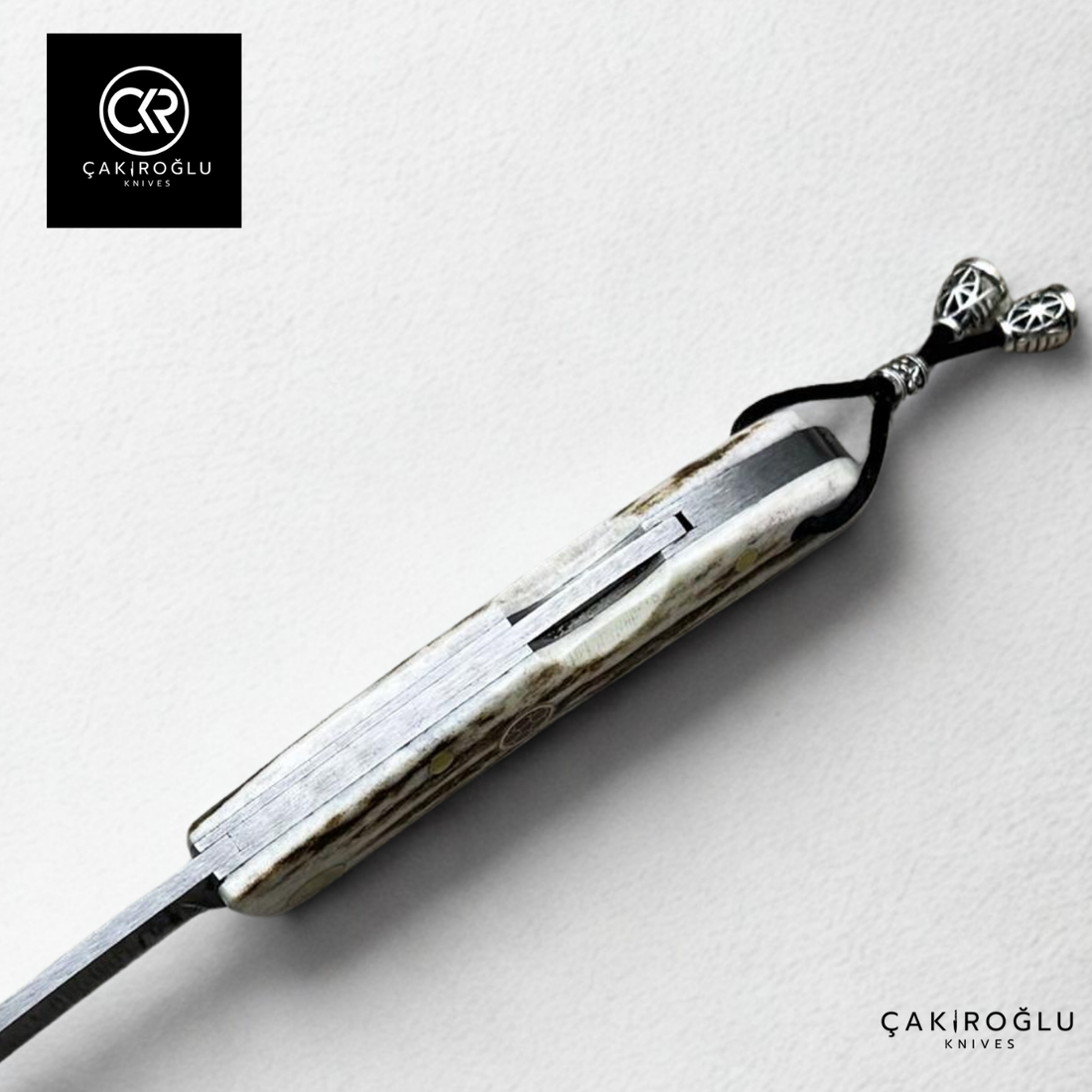 Showy Series Small Size Handcrafted Folding Knife - Damascus Steel & Deer Antler Handle