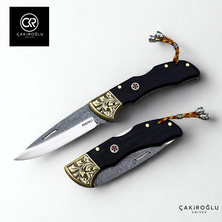 Showy Elite Large Size Handcrafted Custom Folding Knife - N690 Böhler Steel & Engraved Brass Apron