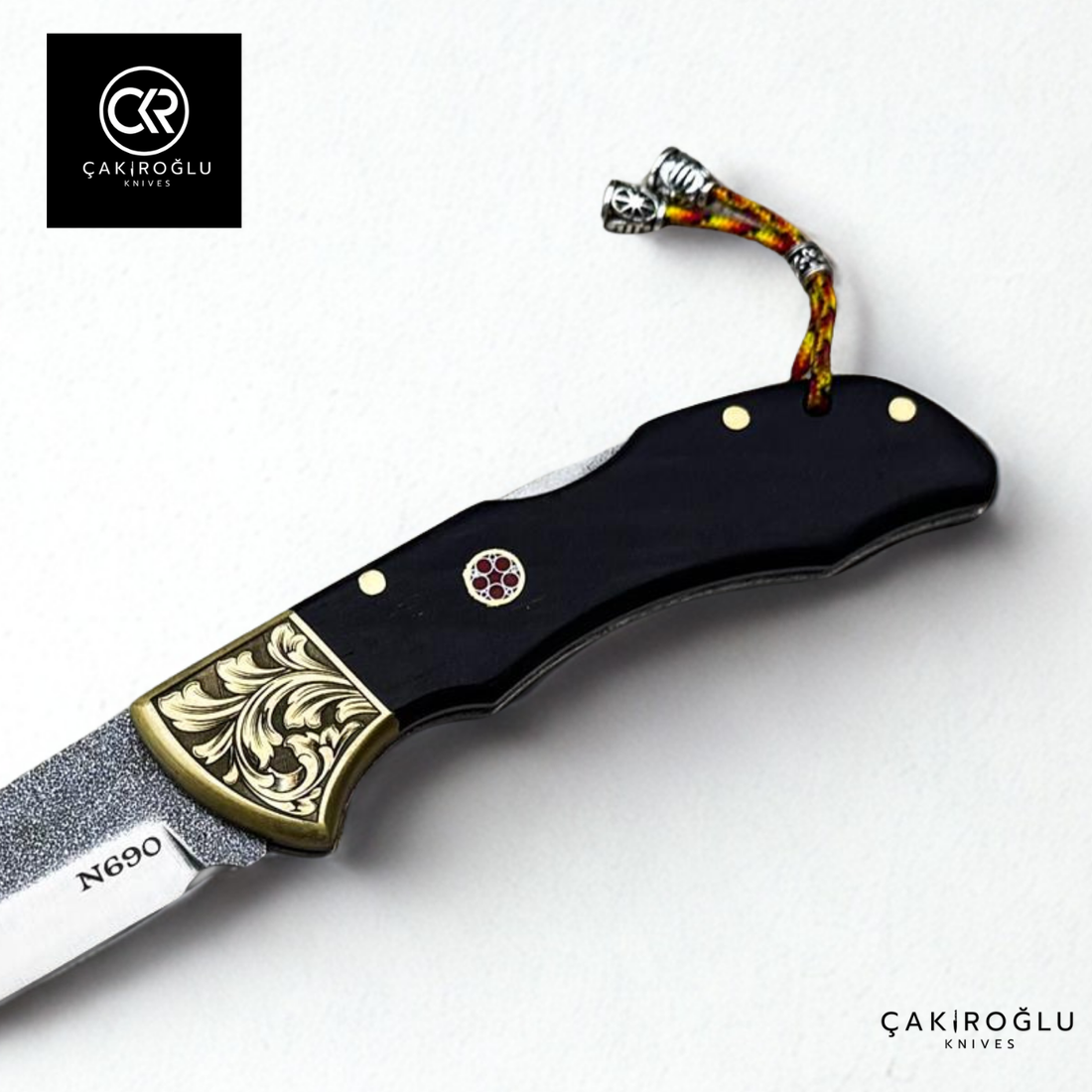 Showy Elite Large Size Handcrafted Custom Folding Knife - N690 Böhler Steel & Engraved Brass Apron