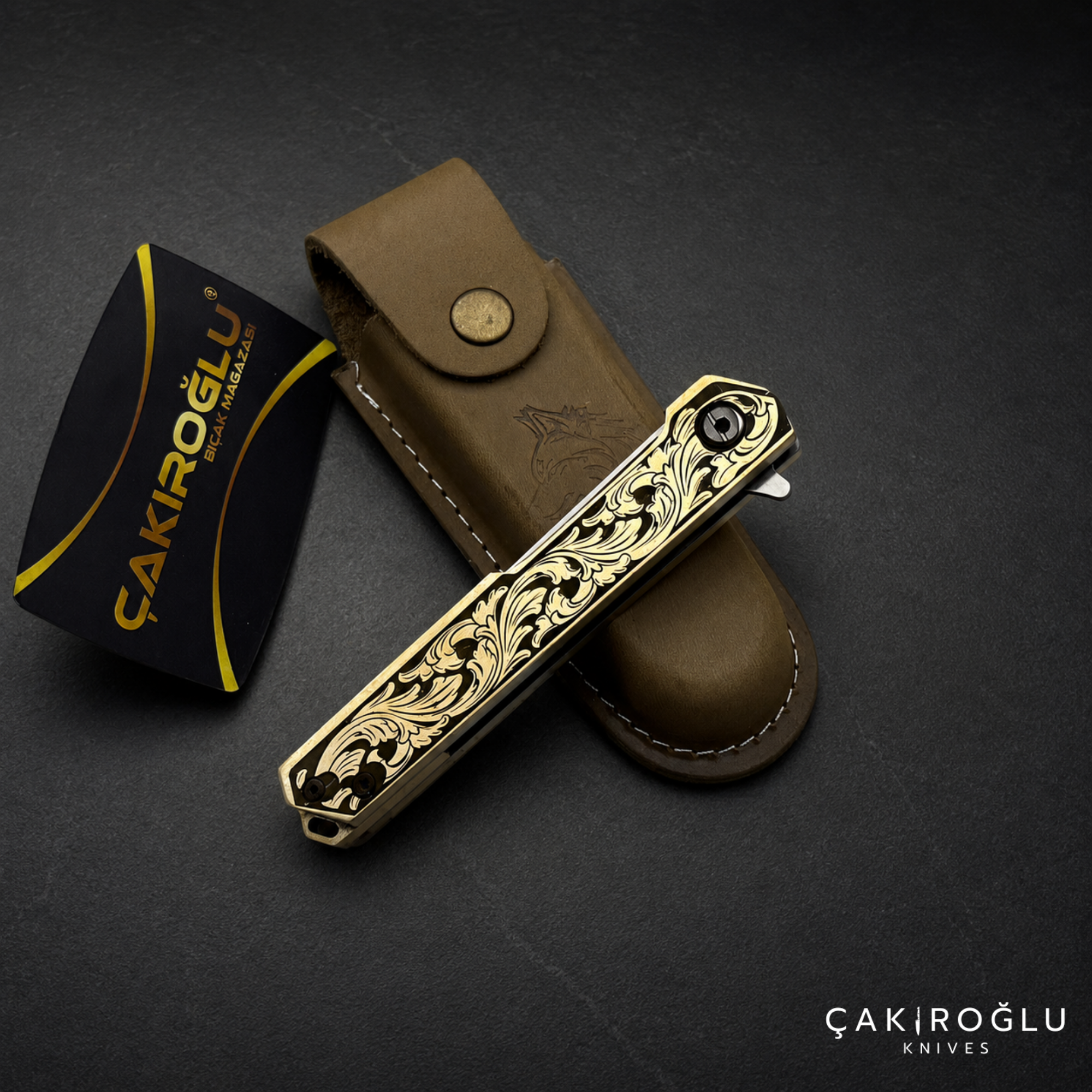 Handmade Folding Pocket Knife, N690 Gold Engraving Steel, Brass Handle