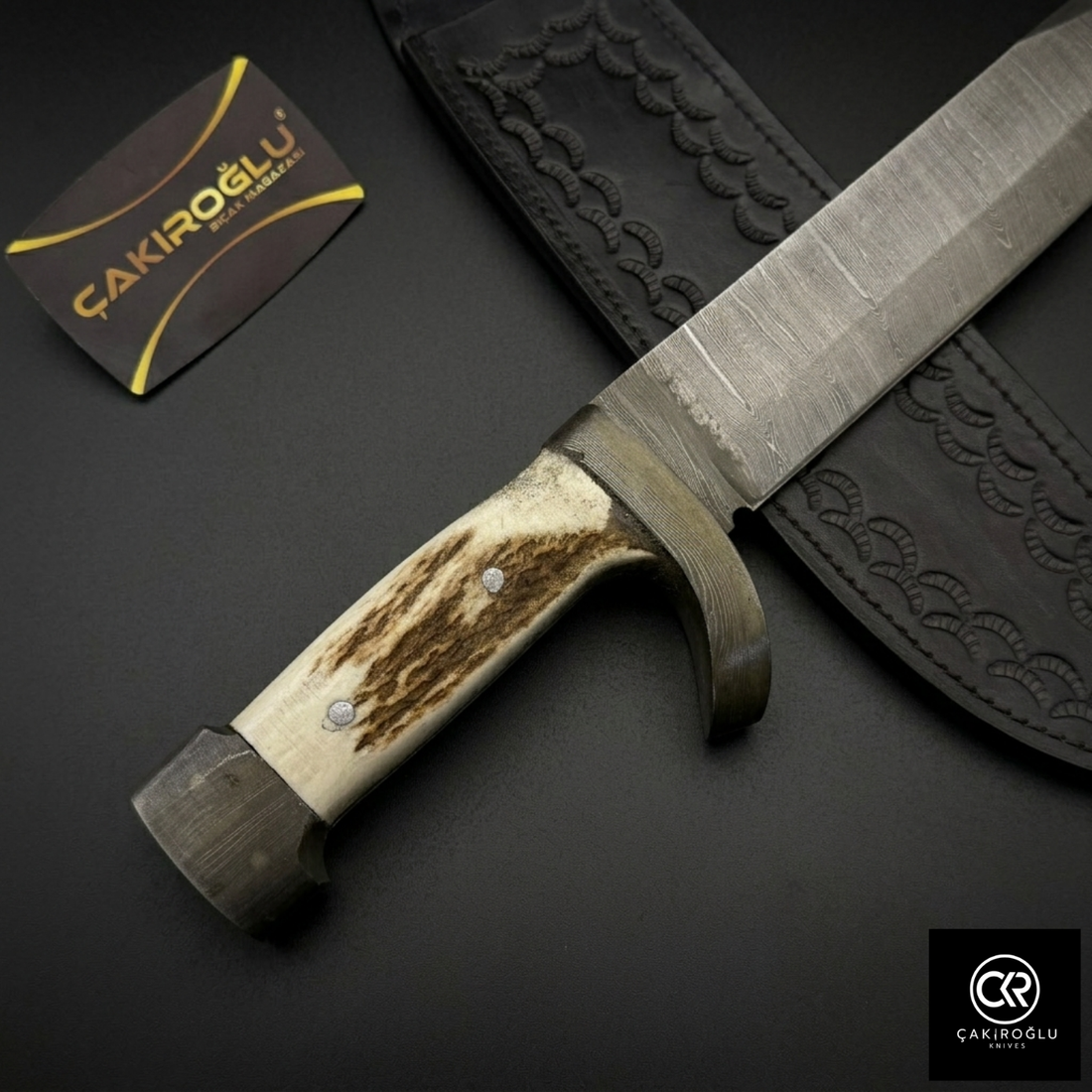 Çakıroğlu Handmade Custom-made Damascus Steel & Deer Antler Handle Machete