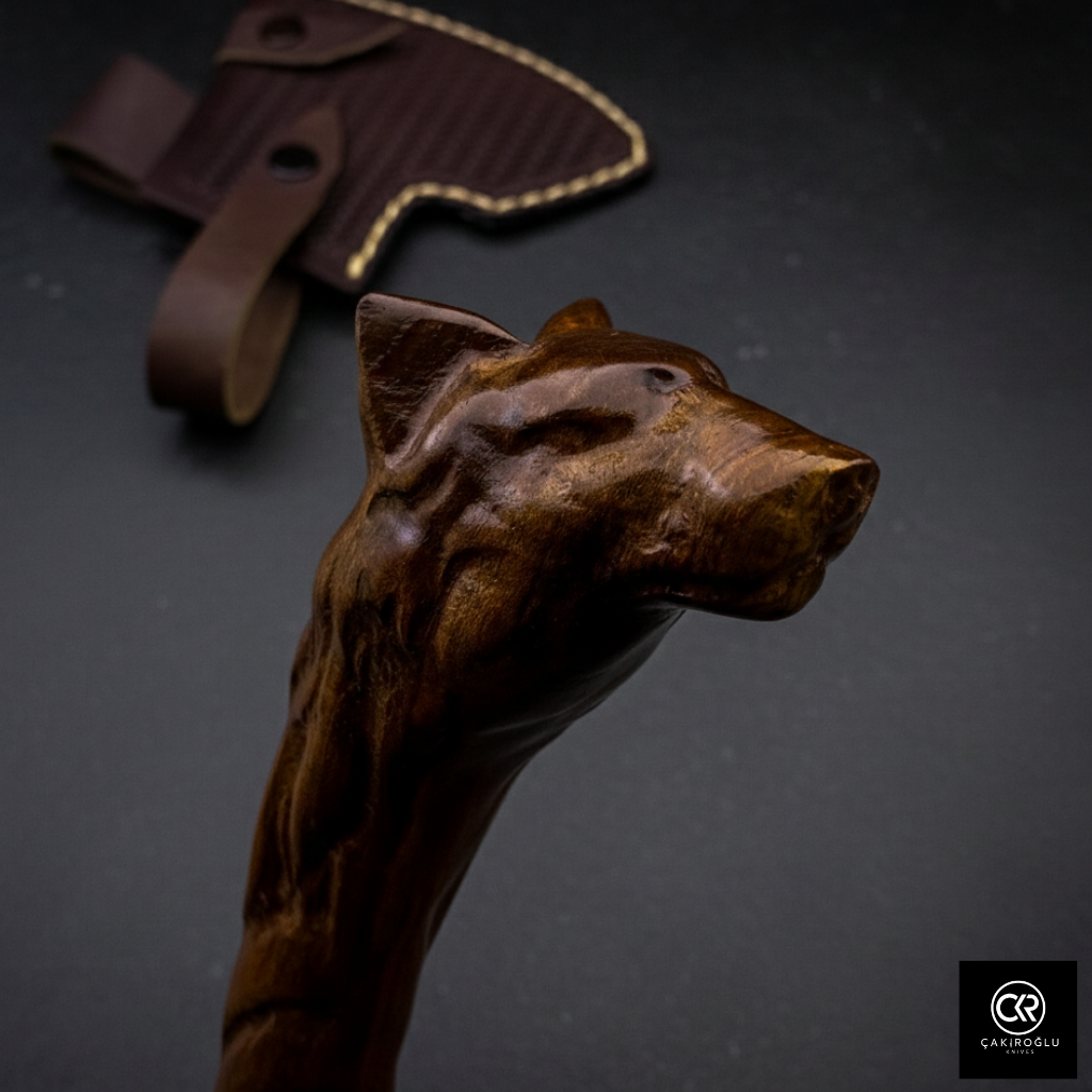 Specially Handworked Wolf Head Design Handmade Camping Axe