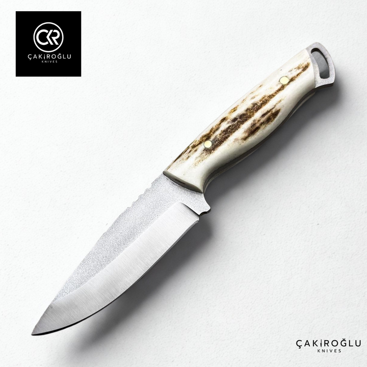 Handcrafted Custom Hunting Knife - N690 Böhler Steel & Deer Antler Handle