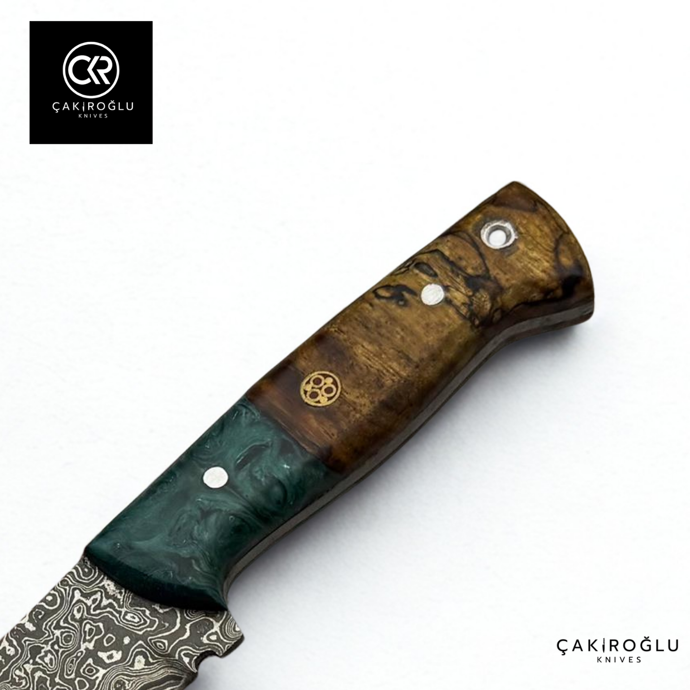 Handcrafted Custom-made Damascus Steel & Epoxy Hybrid Handle Hunting Knife