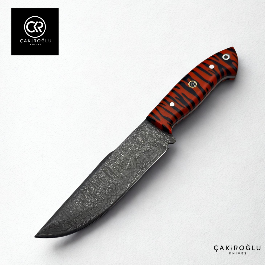 Handcrafted Custom-made Damascus Steel & Epoxy Handle Hunting Knife