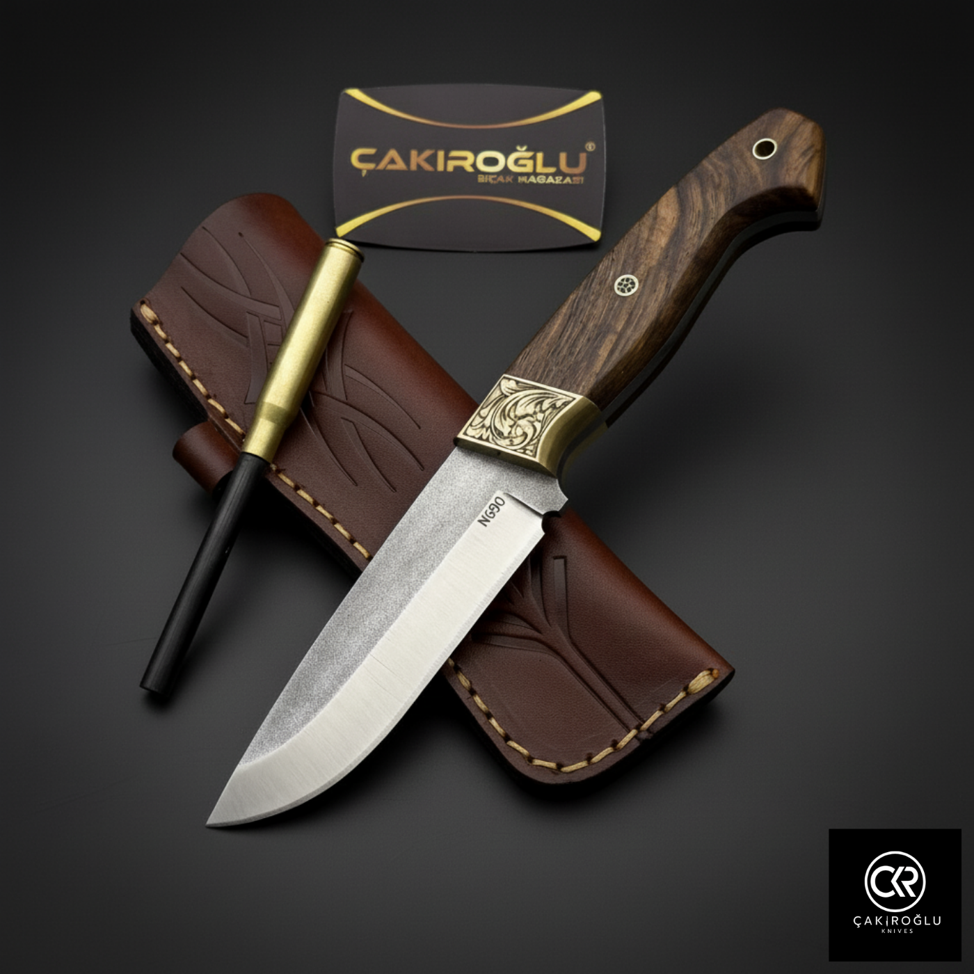 Handcrafted Custom-made Hunting Knife with Magnesium Bar
