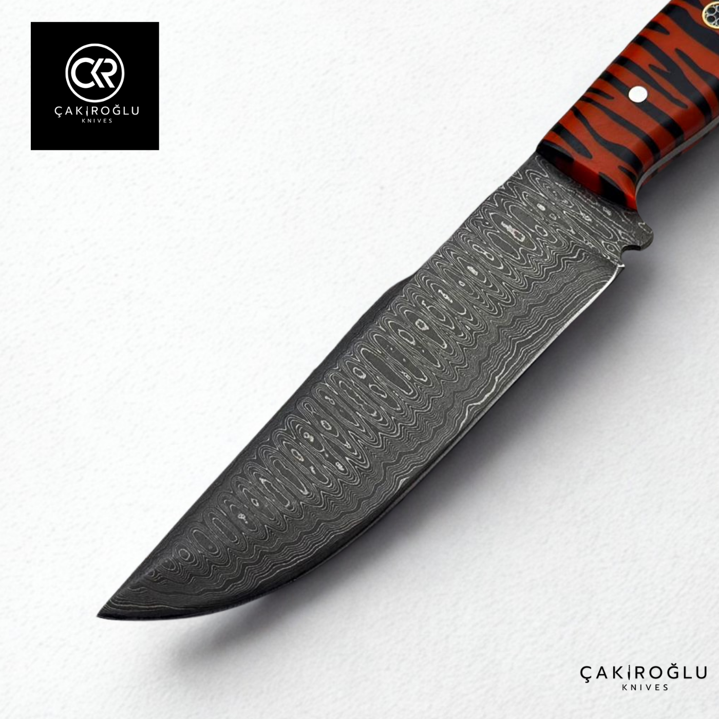 Handcrafted Custom-made Damascus Steel & Epoxy Handle Hunting Knife