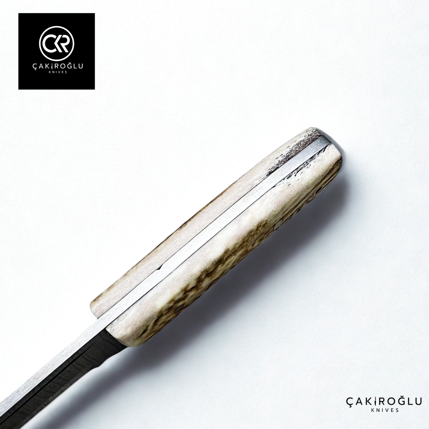 Handcrafted Custom-made Damascus Steel & Deer Antler Handle Tanto Model Hunting Knife