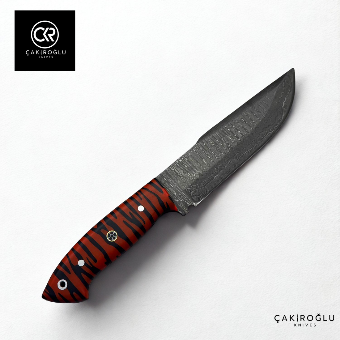 Handcrafted Custom-made Damascus Steel & Epoxy Handle Hunting Knife