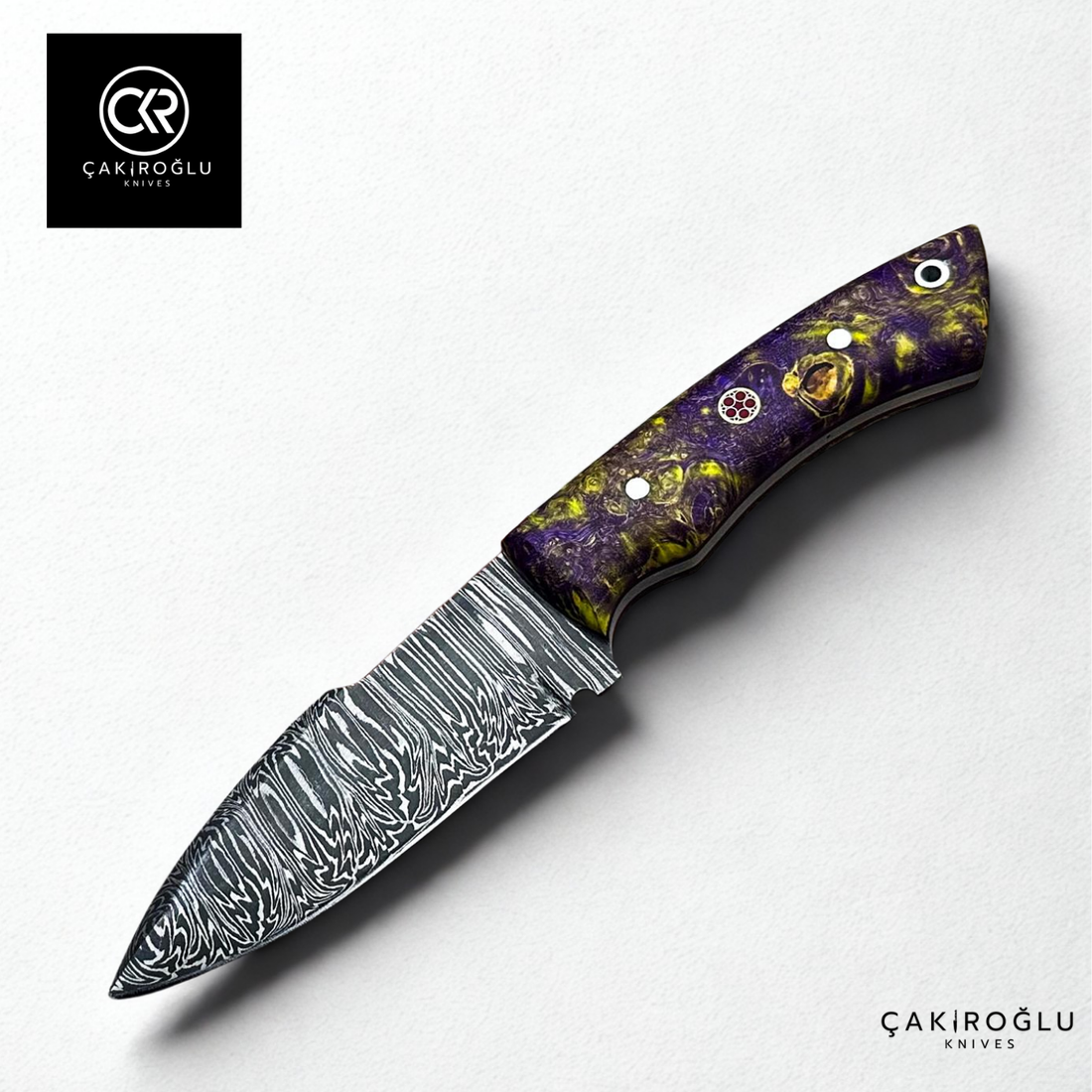 Handcrafted Custom-made Damascus Steel & Stabilized Handle Hunting Knife