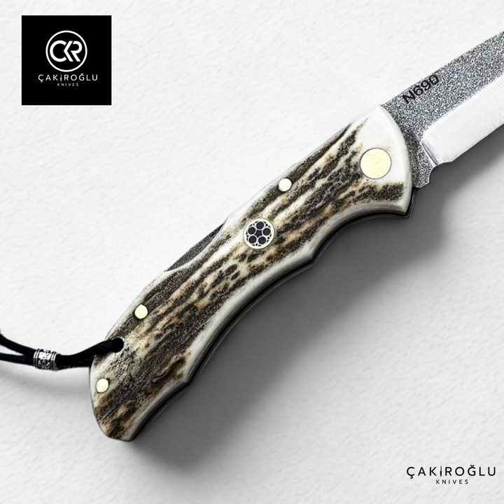 Showy Series Handcrafted Folding Knife - N690 Böhler Stainless Steel & Deer Antler Handle