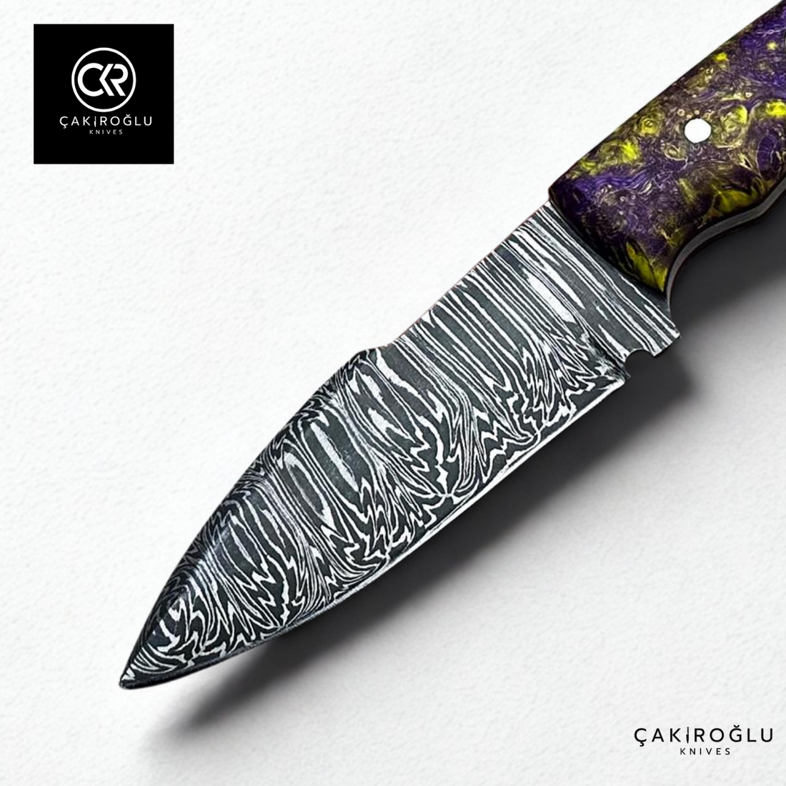 Handcrafted Custom-made Damascus Steel & Stabilized Handle Hunting Knife