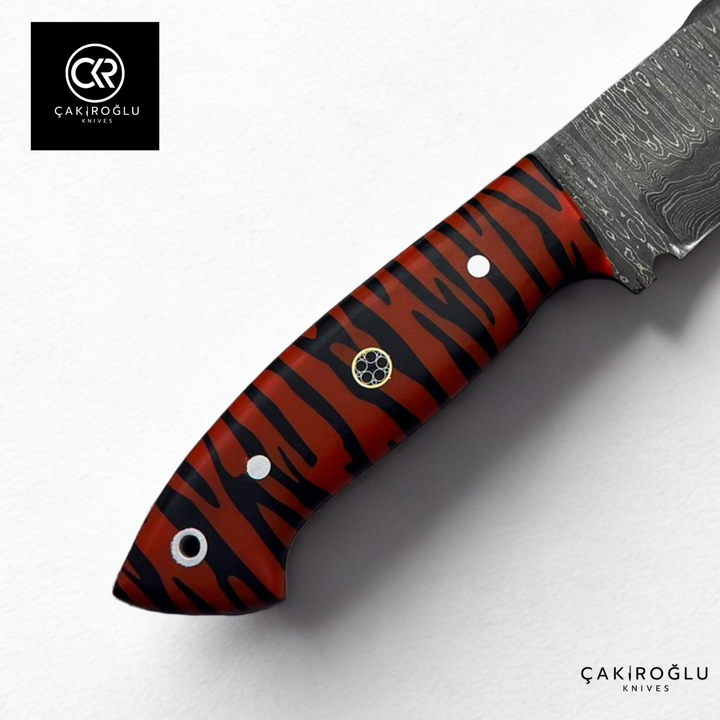 Handcrafted Custom-made Damascus Steel & Epoxy Handle Hunting Knife