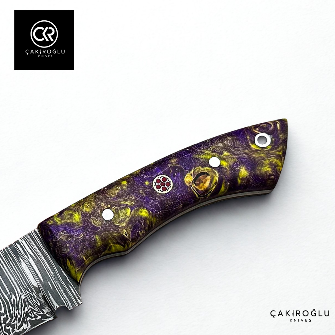 Handcrafted Custom-made Damascus Steel & Stabilized Handle Hunting Knife