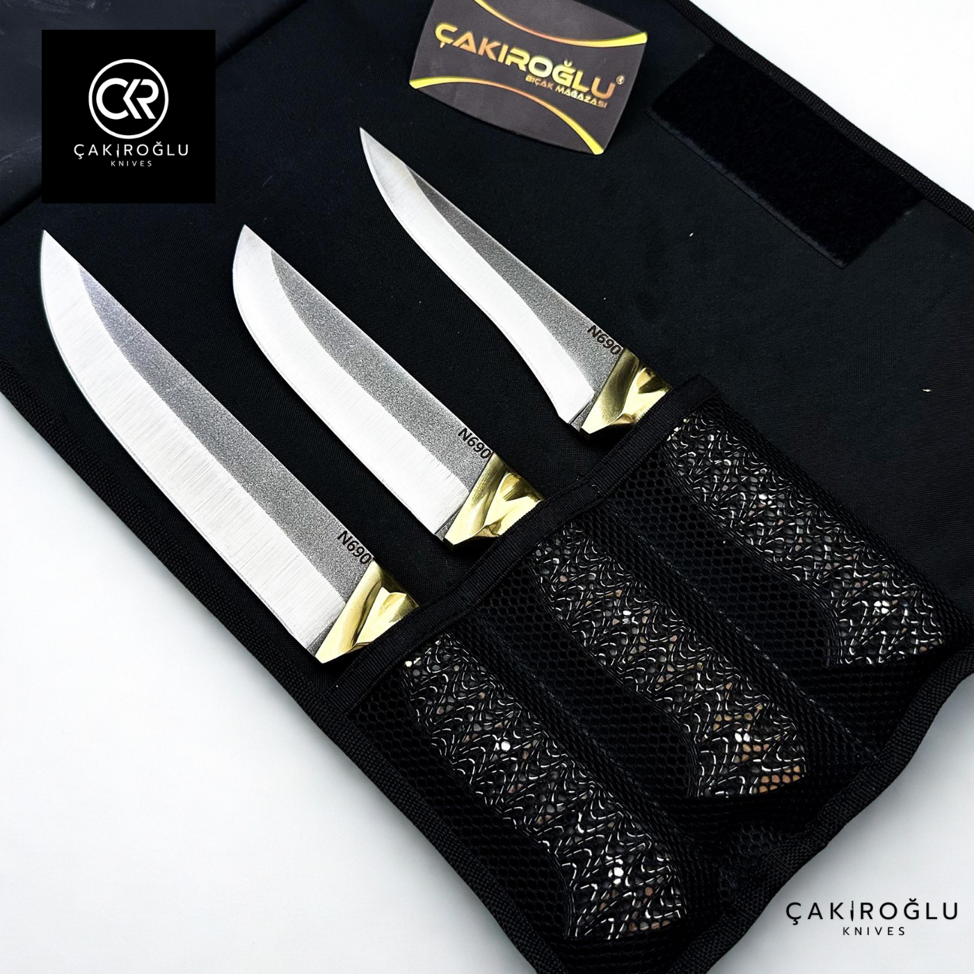 Handcrafted Custom-made VİP Premium 3-Piece Knife Set With Bag